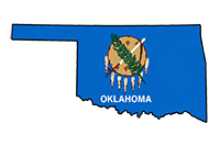 Oklahoma state outline with flag in-fill