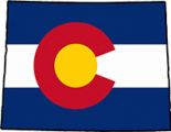 Colorado state outline with flag in-fill