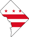 District of Columbia outline with flag in-fill