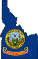 Idaho outline with flag in-fill