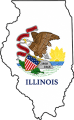 Illinois outline with flag in-fill