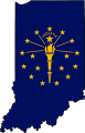 Indiana outline with flag in-fill