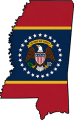 Mississippi state outline with flag in-fill