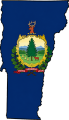 Vermont state outline with flag in-fill